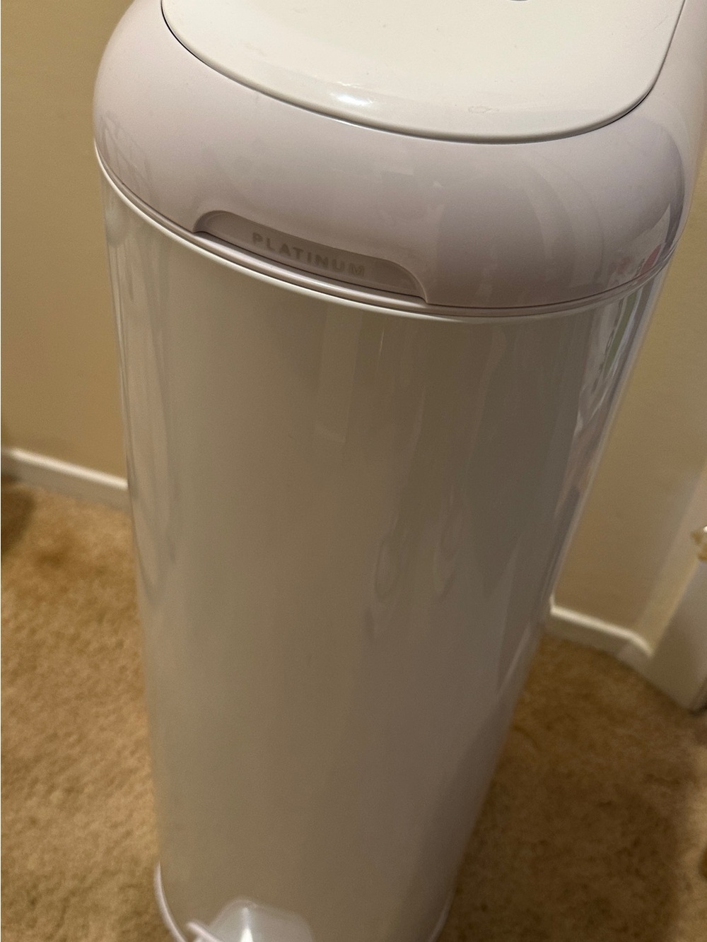 Platinum White Diaper Pail - Hands-Free Nursery Disposal